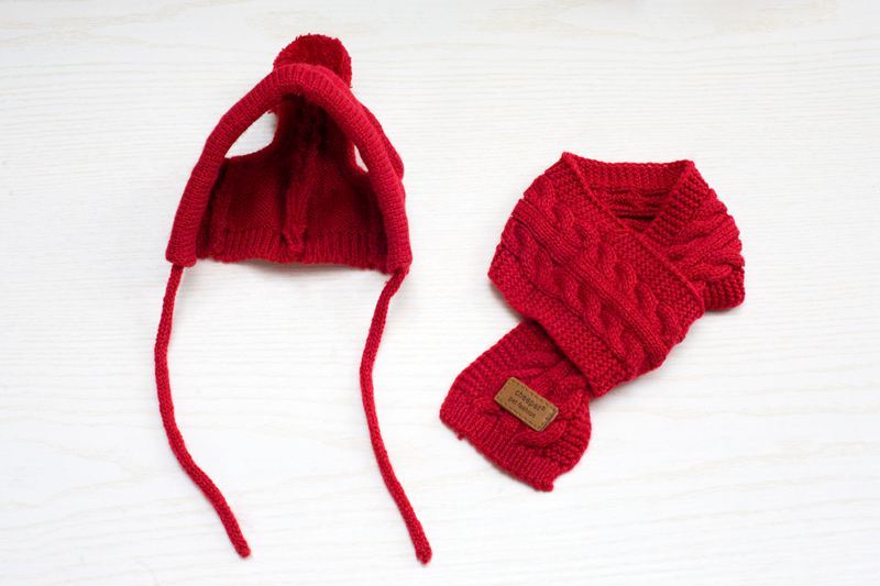 Tide pet clothes dog hat bib suit Teddy Bomei wool scarf autumn winter hat pet scarf