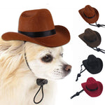 Pet Dog Cowboy Hat Headgear Cat Funny Headwear Outdoor Adjustable Dog Caps Performance Photo Props Cosplay Accessories