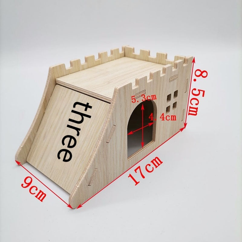 Solid Wood Small House Hamster Sleeping Nest Djungarian Hamster Small Villa Toy Supplies