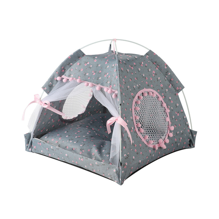 Cat Nest Kennel Summer Semi-closed House Mat Foldable Outdoor Pet Tent